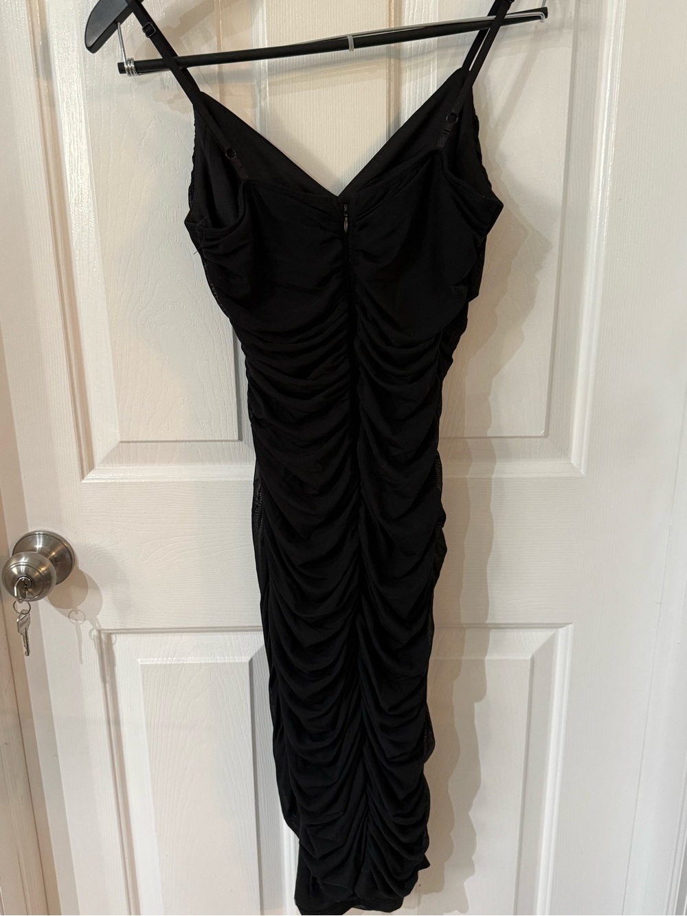 Lulu's Black Ruched Spaghetti-Strap Midi Dress - Picture 2 of 3
